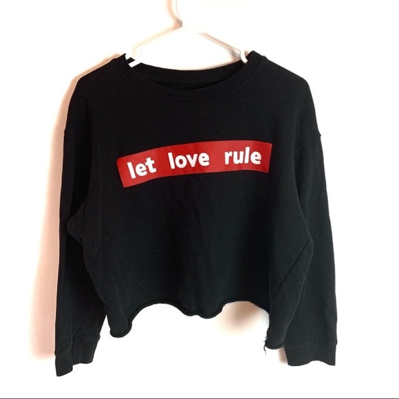 Rebellious One Sweaters - 3/$25 Let Love Rule Black Crop Sweatshirt Large